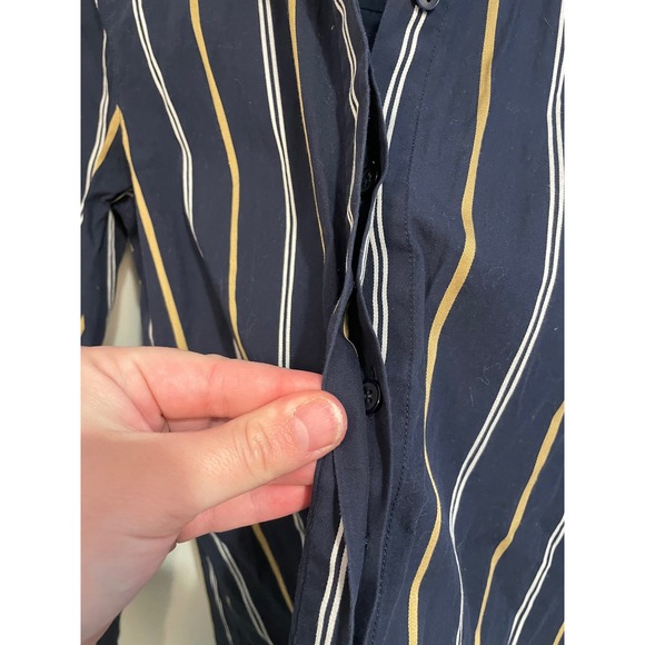 Lafayette 148 Brayden Riverside Stripe Tunic Button Up Shirt Size Small - Picture 4 of 9